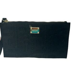 Juicy Couture Embossed Black Gold Logo Stud Daydreamer Wristlet Wallet - NWT